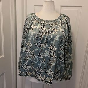 LOFT Vine Print Satin Look And Feel Blouse Size XLP, Business Casual